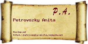 Petrovszky Anita névjegykártya